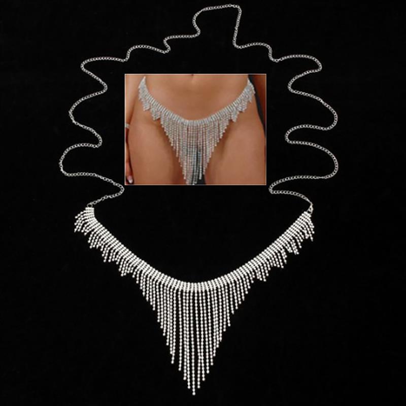 2022 Jewelry Waist Chain Crystal Rhinestone Decor Sexy Belly Chain Tassel Body Chain Accessories for Summer Beach