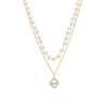 2021 Korean Wave Pearl Necklace Cute Double Chain Pendant Women Jewelry Girl Christmas Gift