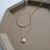 2021 Korean Wave Pearl Necklace Cute Double Chain Pendant Women Jewelry Girl Christmas Gift