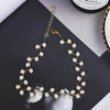 2021 Korean Wave Pearl Necklace Cute Double Chain Pendant Women Jewelry Girl Christmas Gift