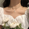 2021 Kpop Imitation Pearl Choker Necklace Cute Double Layer Chain Pendant For Women Jewelry Girl Gift