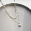 2021 Kpop Imitation Pearl Choker Necklace Cute Double Layer Chain Pendant For Women Jewelry Girl Gift