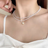 2021 Kpop Pearl Choker Necklace Cute Double Layer Chain Pendant For Women Jewelry Girl Gift