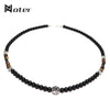 2021 Men Necklace Natural Black Stone Necklace Hombre Vintage Six Star Choker Necklace Tiger Eye Beads Necklace Gift