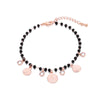 2022 Queen Coin Charms Bracelet For Women Black Crystal Beads Silverly Rose Gold Engagement Jewelry Accessories
