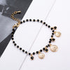 2022 Queen Coin Charms Bracelet For Women Black Crystal Beads Silverly Rose Gold Engagement Jewelry Accessories