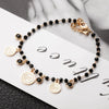 2022 Queen Coin Charms Bracelet For Women Black Crystal Beads Silverly Rose Gold Engagement Jewelry Accessories