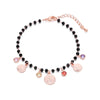2022 Queen Coin Charms Bracelet For Women Black Crystal Beads Silverly Rose Gold Engagement Jewelry Accessories
