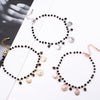 2022 Queen Coin Charms Bracelet For Women Black Crystal Beads Silverly Rose Gold Engagement Jewelry Accessories