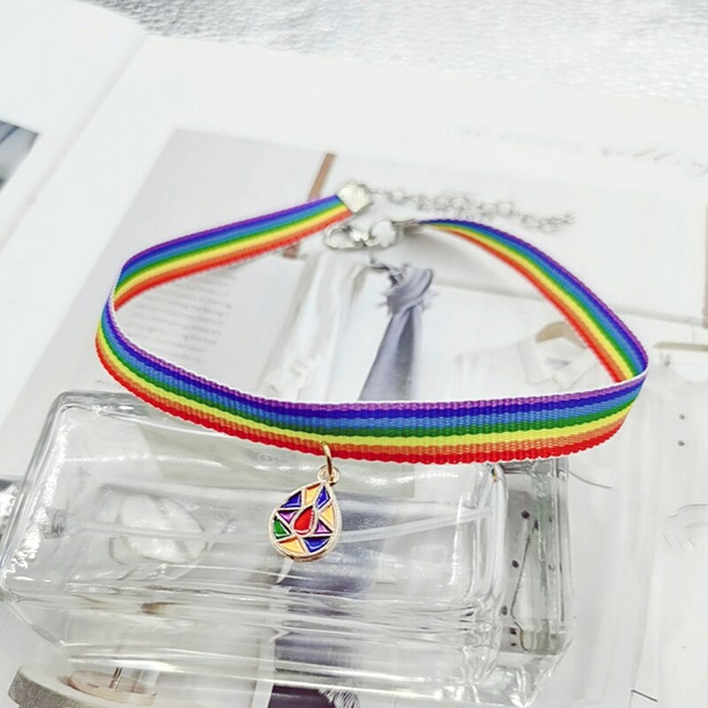 2021 Rainbow Choker Necklace LGBT Promissory Gift Woven Fabric Collar Necklace Personal Information Accessories Gift