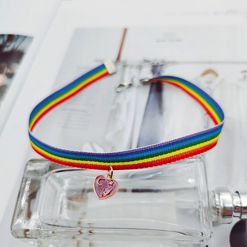 2021 Rainbow Choker Necklace LGBT Promissory Gift Woven Fabric Collar Necklace Personal Information Accessories Gift
