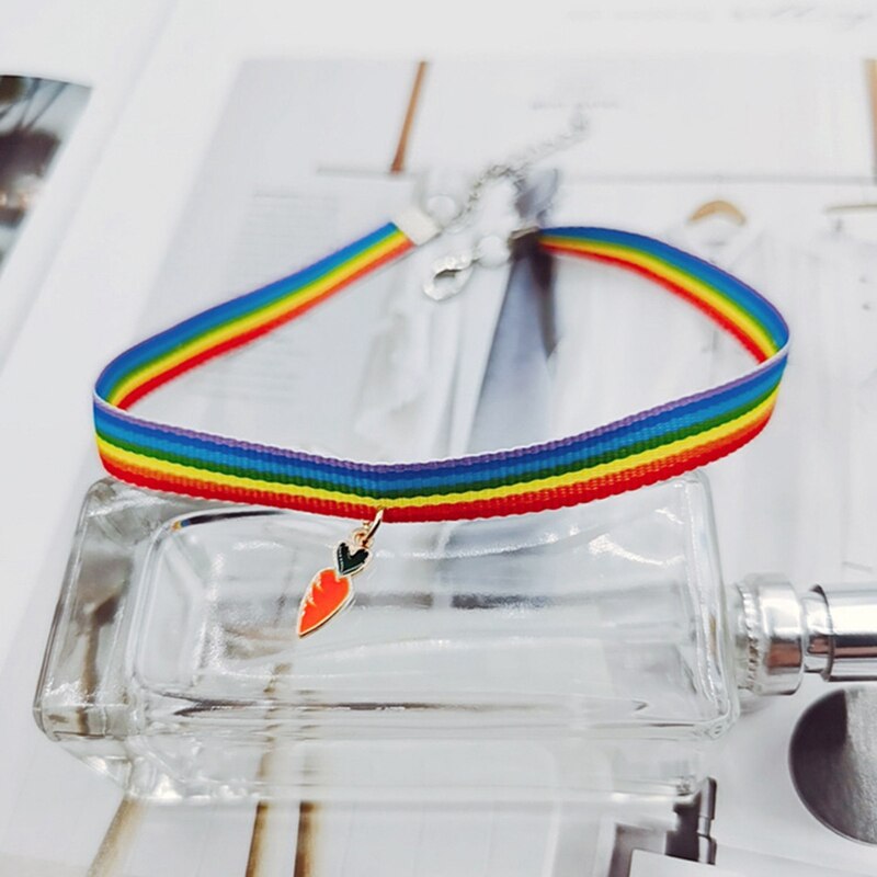 2021 Rainbow Choker Necklace LGBT Promissory Gift Woven Fabric Collar Necklace Personal Information Accessories Gift