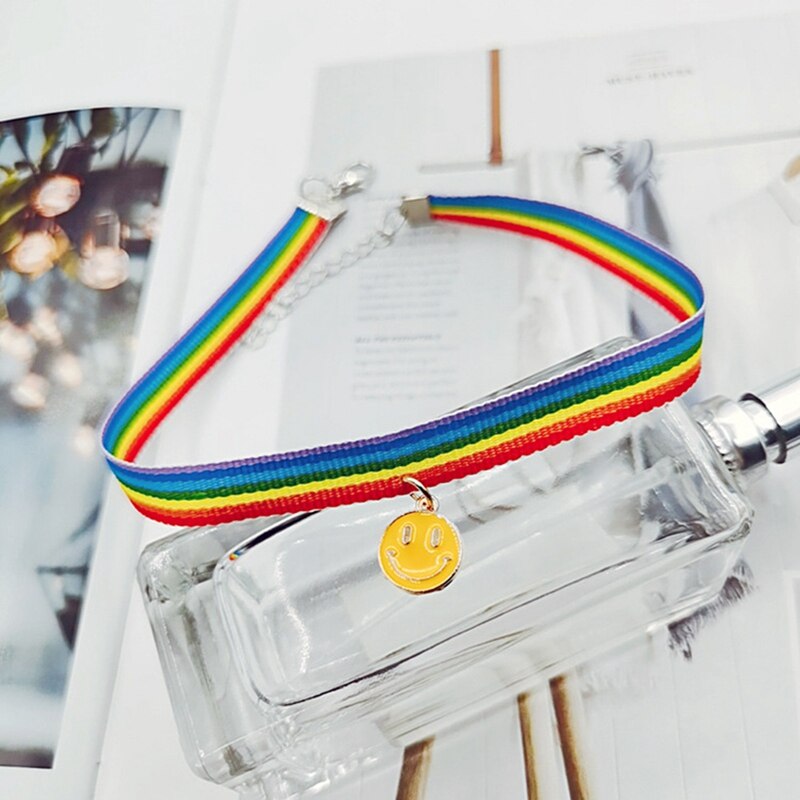 2021 Rainbow Choker Necklace LGBT Promissory Gift Woven Fabric Collar Necklace Personal Information Accessories Gift