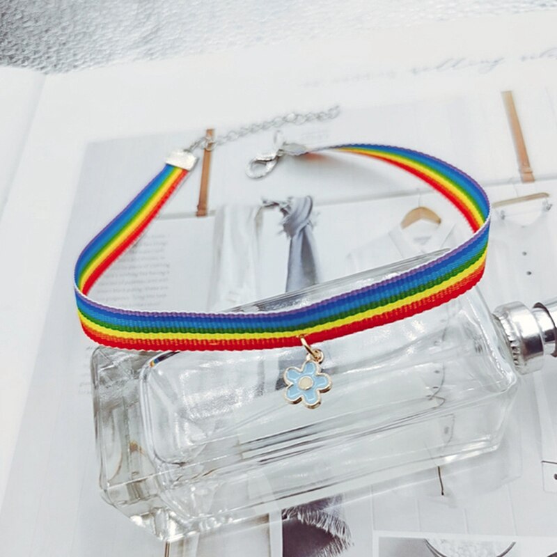 2021 Rainbow Choker Necklace LGBT Promissory Gift Woven Fabric Collar Necklace Personal Information Accessories Gift