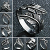 2021   Retro Leaf/Wolf/Snake/Skull Pattern Vintage Ring Anniversary Gift High Quality Punk Unisex Male Party Jewelry