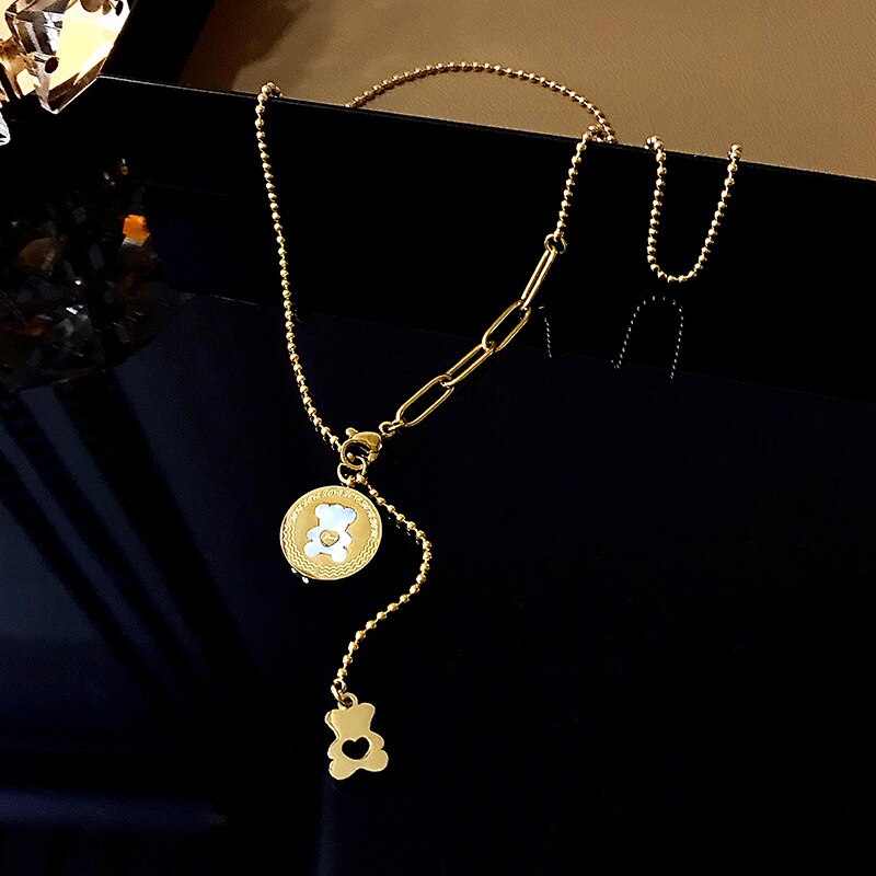 2022 Shell Stone Stainless Steel Gold Chain Pendant Necklace for Woman Exquisite Clavicle Chain Female Party Jewelry