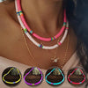 2021 Soft Pottery Choker Necklace For Women Bohemian Adjustable Rainbow Polymer Clay Collar Necklace Gift