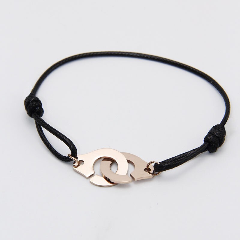 2022 Titanium Steel Handcuffs Bracelets Leather Cord Women's Bracelets Metal Accessories Party Jewelry