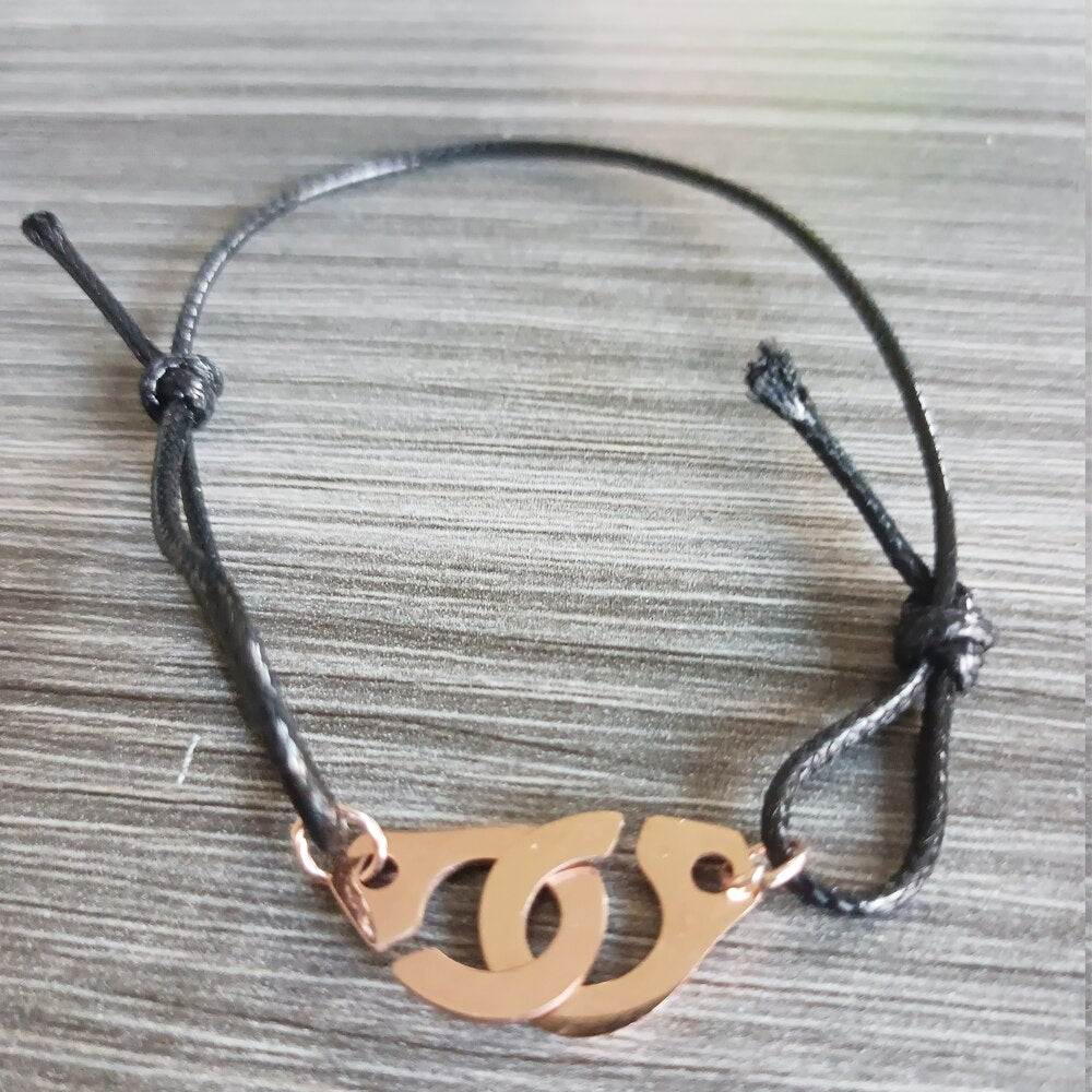 2022 Titanium Steel Handcuffs Bracelets Leather Cord Women's Bracelets Metal Accessories Party Jewelry