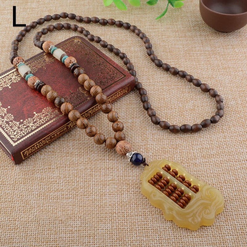 2022 Handmade Vintage Nepal Long Buddhist  Wood Beaded Pendant & Necklace Ethnic Bohemian Boho Lucky Jewelry for Women Men
