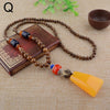 2022 Handmade Vintage Nepal Long Buddhist  Wood Beaded Pendant & Necklace Ethnic Bohemian Boho Lucky Jewelry for Women Men