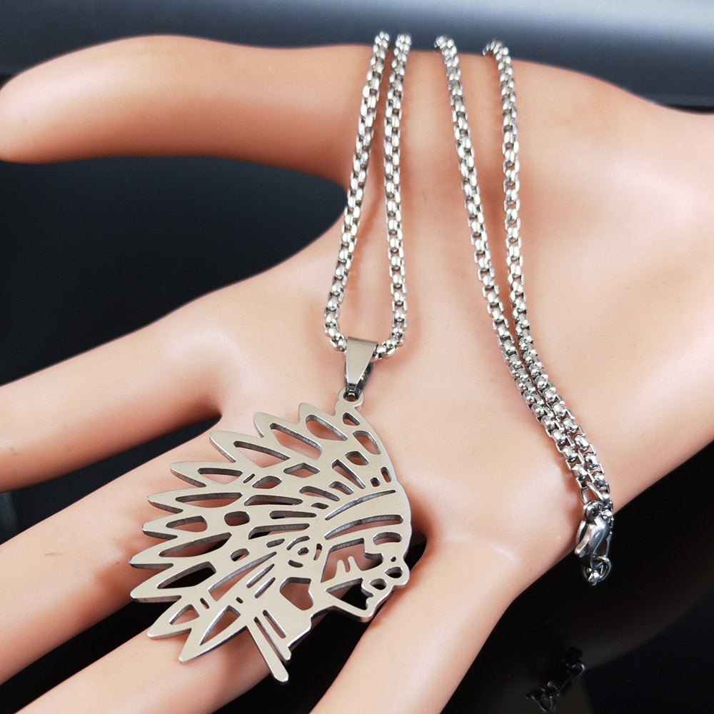 2022 Indian Elder Chain Men Necklace Silver Color Stainless Steel Necklaces &amp; Pendants Chain Jewelry ketting N3081S01