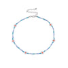 2021  Korea Lovely Daisy Flowers Colorful Beaded Boho Statement Short Choker Necklace for Women Vacation Jewelry