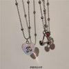 2022 Kpop Fairy Aesthetic Transparent Love Heart Cherry Pendant Bead Chain Necklace For Women Girl Friends Goth Jewelry Gift