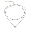 2021 Lovely Style 2 layers Love Heart Adjustable Necklace Multilayer Chain Choker Necklace For Gift 2 Pcs/Set