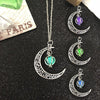 2021 Luminous Gem Stone Moon Pendant Necklaces For Women Men Trendy Vintage Moon Pendant Necklace Jewelry Gifts