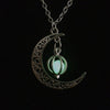 2021 Luminous Gem Stone Moon Pendant Necklaces For Women Men Trendy Vintage Moon Pendant Necklace Jewelry Gifts