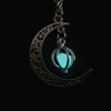 2021 Luminous Gem Stone Moon Pendant Necklaces For Women Men Trendy Vintage Moon Pendant Necklace Jewelry Gifts