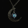 2021 Luminous Gem Stone Moon Pendant Necklaces For Women Men Trendy Vintage Moon Pendant Necklace Jewelry Gifts