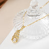 2021  Full Crystal Gold Color Leaf Pendant Women Clavicle Necklaces Female No Fade Stainless Steel Chokers Necklace