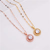 2021  Romantic Crystal Inlaid Round Zircon Pendant Women Necklace Ladies Stainless Steel Jewelry Female Clavicle Chain