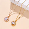 2021  Romantic Crystal Inlaid Round Zircon Pendant Women Necklace Ladies Stainless Steel Jewelry Female Clavicle Chain
