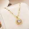 2021  Romantic Crystal Inlaid Round Zircon Pendant Women Necklace Ladies Stainless Steel Jewelry Female Clavicle Chain