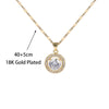 2021  Romantic Crystal Inlaid Round Zircon Pendant Women Necklace Ladies Stainless Steel Jewelry Female Clavicle Chain