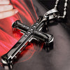 2022 Male Crystal Cross Jesus Pendant Gold/Black/Blue Color Zirconia Cross Pendant Necklace Stainless Steel Jewelry