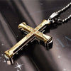 2022 Male Crystal Cross Jesus Pendant Gold/Black/Blue Color Zirconia Cross Pendant Necklace Stainless Steel Jewelry