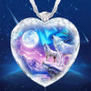 2021 Men and Women Love Crystal Necklace, Domineering Wolves Collection Art Photo Heart-shaped Glass Pendant