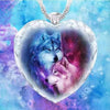 2021 Men and Women Love Crystal Necklace, Domineering Wolves Collection Art Photo Heart-shaped Glass Pendant