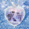 2021 Men and Women Love Crystal Necklace, Domineering Wolves Collection Art Photo Heart-shaped Glass Pendant
