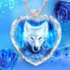 2021 Men and Women Love Crystal Necklace, Domineering Wolves Collection Art Photo Heart-shaped Glass Pendant