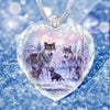2021 Men and Women Love Crystal Necklace, Domineering Wolves Collection Art Photo Heart-shaped Glass Pendant