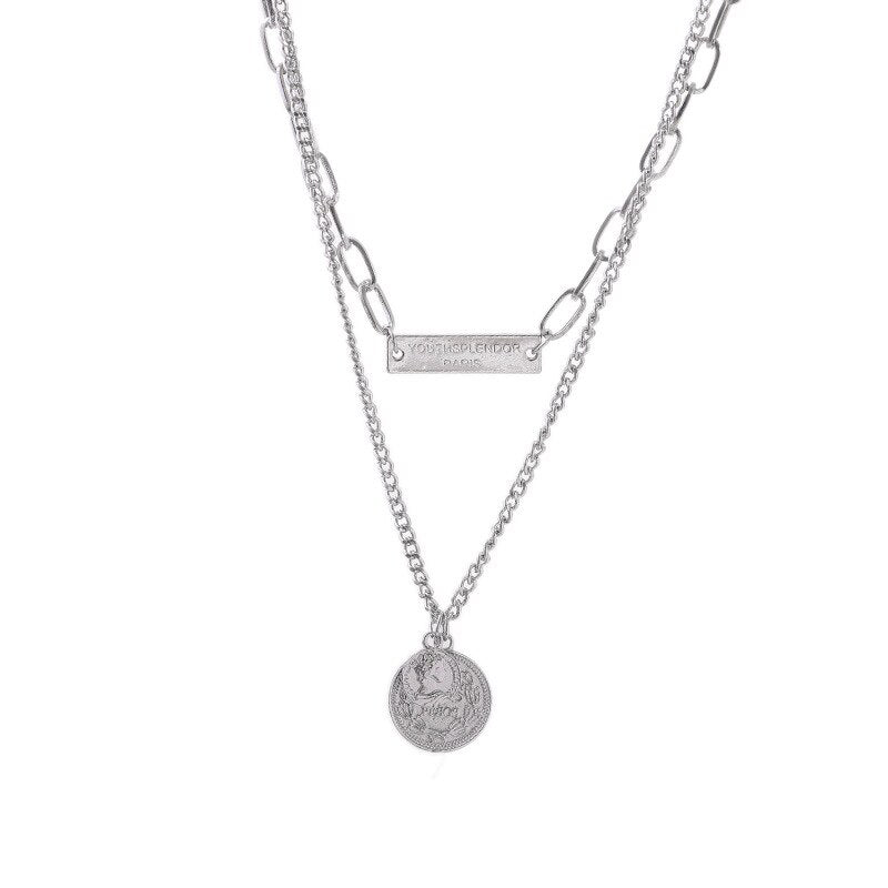 2021 Necklace Korean Like Ins Cool Wind Double Layer Hip Hop Niche Design Sense Clavicle Chain