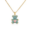 2021 Necklace Women Jewelry Bear Pendant Necklace 4 Colors Design Pave Setting Zircon Copper Collares Gold-chain
