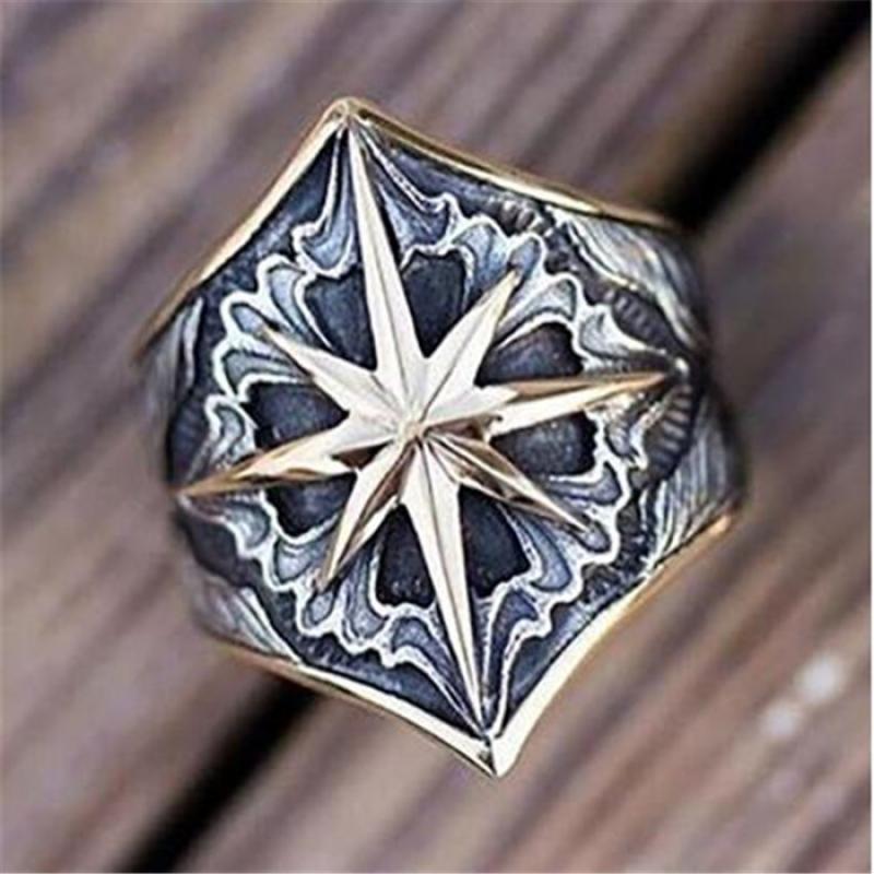 2022 Retro Pattern Cross Pattern Ring Men's Ring Vintage Metal Ring Accessories Party Gift Viking Jewelry