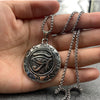 2022 Retro Viking Rune Horus Eye Round Pendant Necklace Men's Metal Titanium Steel Jewelry Accessories Party Gift
