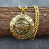 2022 Retro Viking Rune Horus Eye Round Pendant Necklace Men's Metal Titanium Steel Jewelry Accessories Party Gift